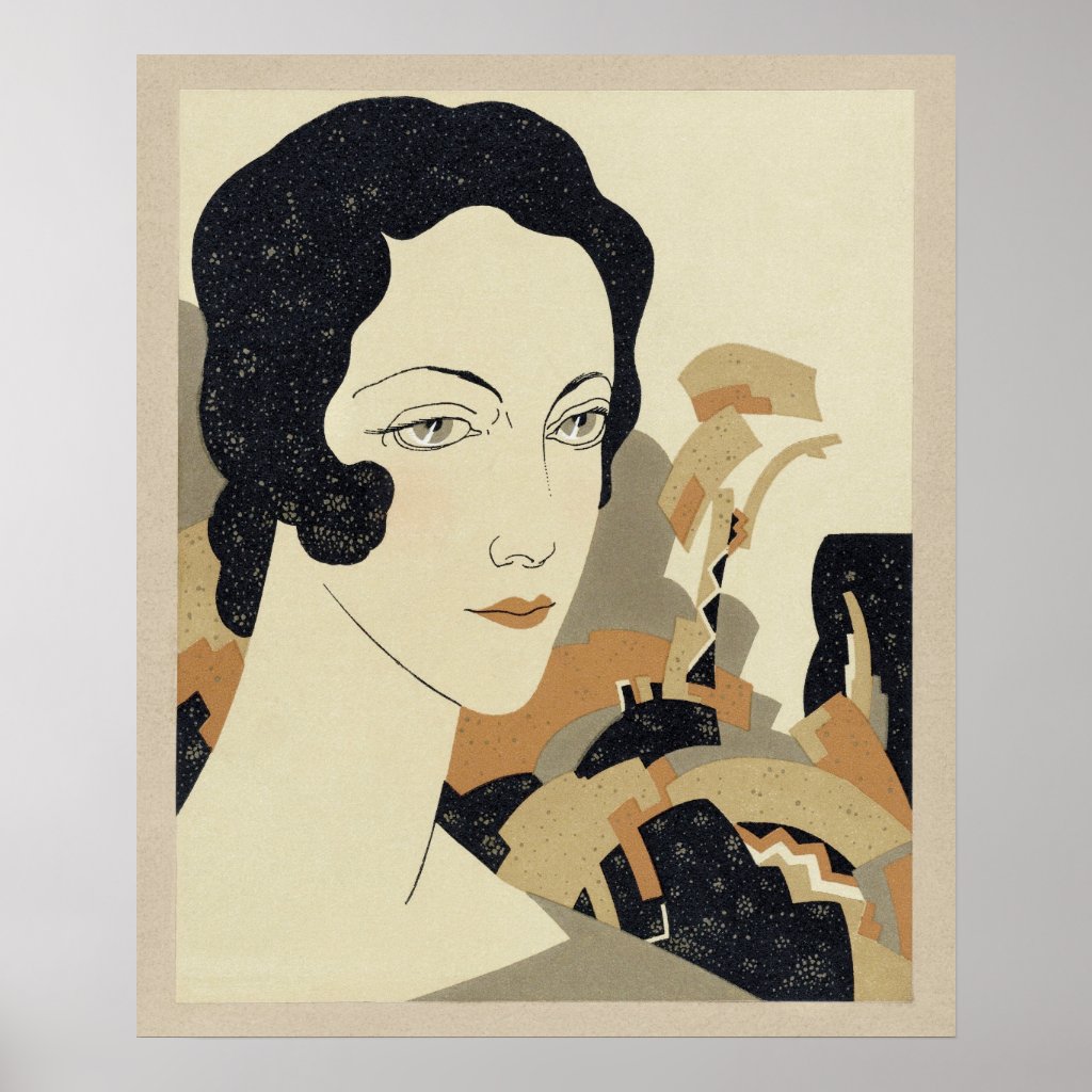Woman's head (1931) fashion illustration poster