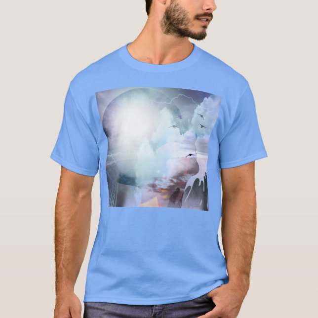 Woman's head silhouette and praying hands T-Shirt (Front)