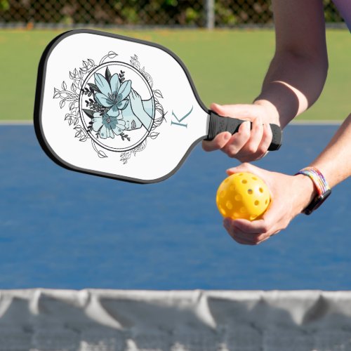 Womans head with flowers  pickleball paddle