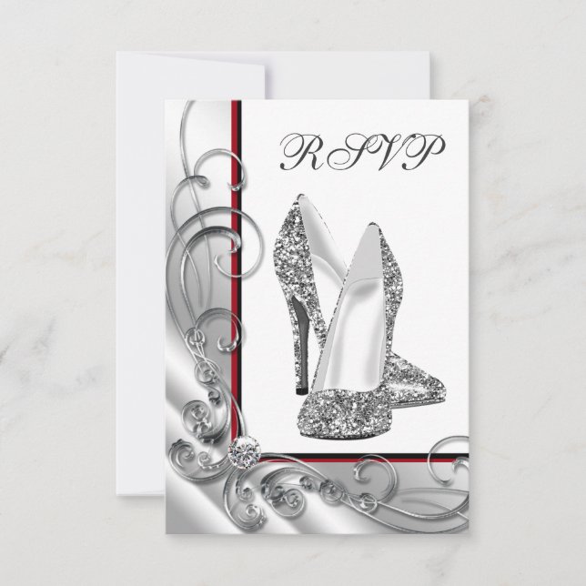 Womans High Heel Shoe Birthday Party RSVP Card (Front)