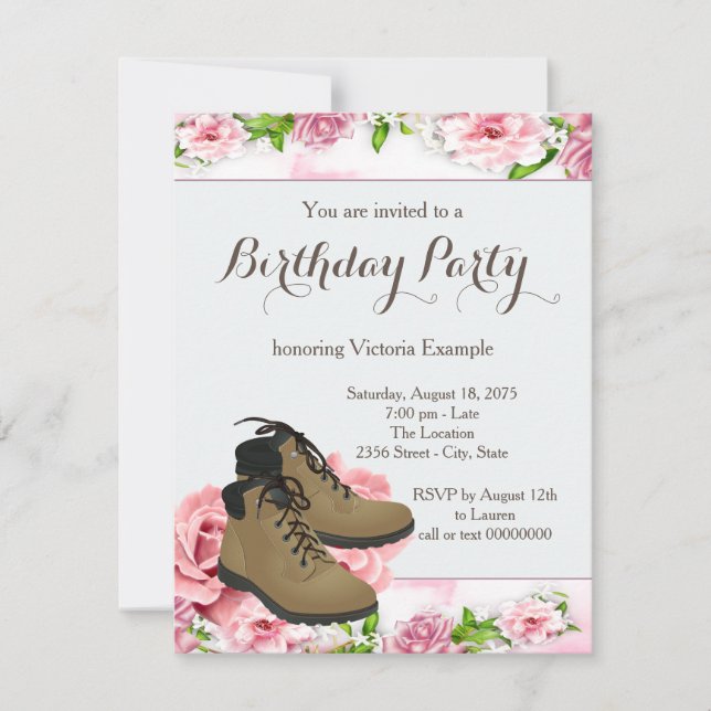 Womans Hiking Birthday Party Invitation (Front)