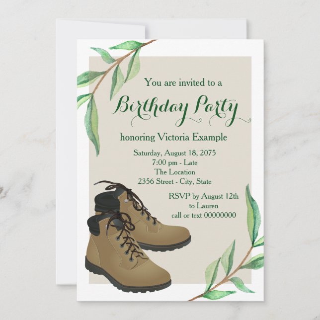Womans Hiking Birthday Party Invitation (Front)