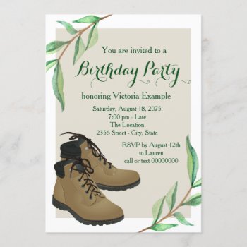 Womans Hiking Birthday Party Invitation by InvitationCentral at Zazzle