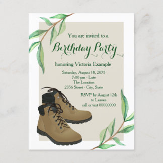 Womans Hiking Birthday Party Invitation