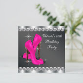 Womans Hot Pink Birthday Party Invitation (Standing Front)