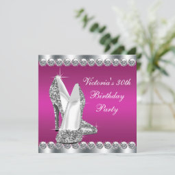 Womans Hot Pink Birthday Party Invitation Zazzle