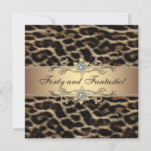 Womans Leopard Birthday Party Invitations