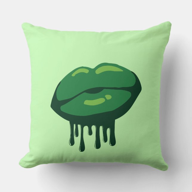 Woman's Lips St. Patrick's Day Design-66678 Throw Pillow (Front)