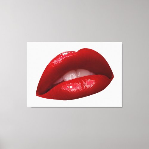 Womans Luscious Red Lipstick Lips Canvas Print