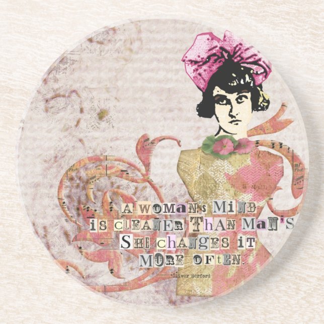 Womans Mind Digital Collage Drink Coaster (Front)