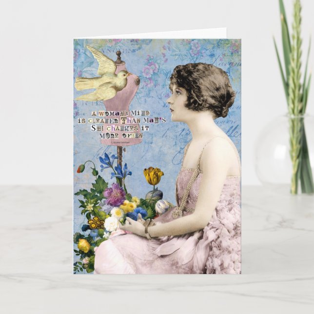 Woman's Mind Quote Digital Art Card (Front)
