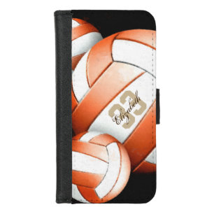 Woman's name orange white volleyballs iPhone 8/7 wallet case