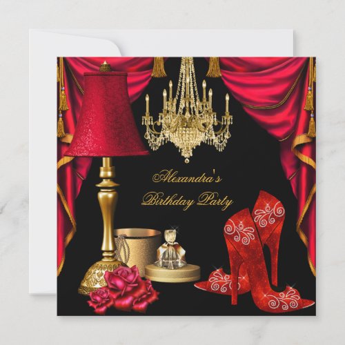 Womans Party Gold Black Red Luxury High Heels Invitation