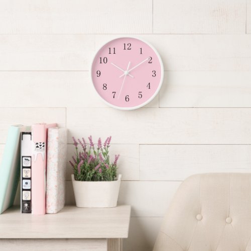 Womans Pastel Pink with Black Numerals Bathroom  Clock