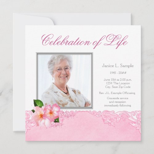 Womans Photo Memorial Service Announcement