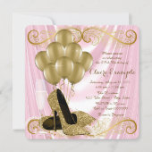 Womans Pink and Gold Birthday Party Glamour Satin Invitation (Front)