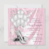 Womans Pink and Silver Birthday Party Luxe Invitation (Front)