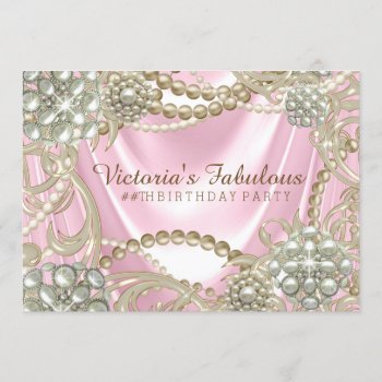 Womans Pink Pearl Birthday Party Invitation by Champagne_N_Caviar at Zazzle