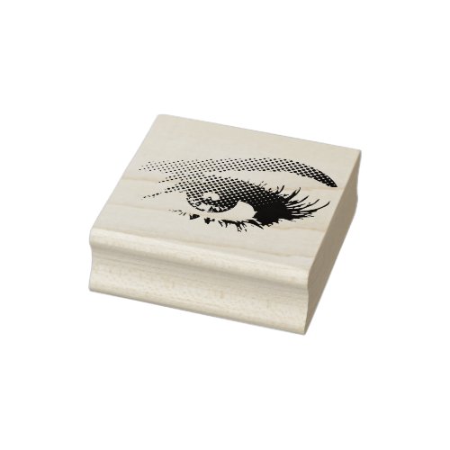 Womans Pretty Eye in Halftone Dots _ Left Rubber Stamp