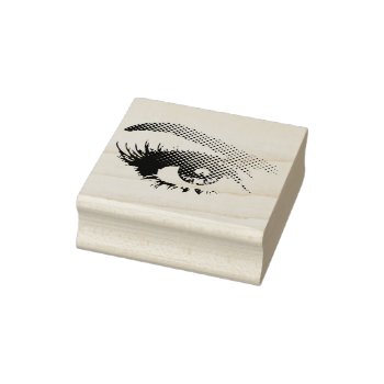 Woman's Pretty Eye In Halftone Dots - Right Rubber Stamp by SmokyKitten at Zazzle