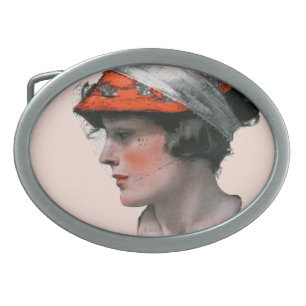 Woman's Profile Oval Belt Buckle