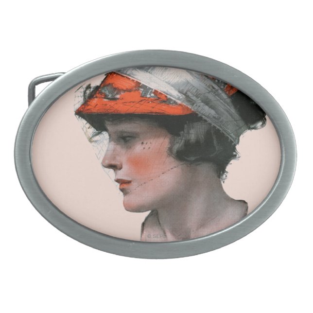 Woman's Profile Oval Belt Buckle (Front)