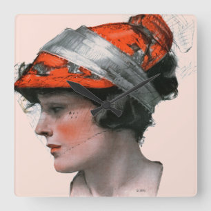 Woman's Profile Square Wall Clock
