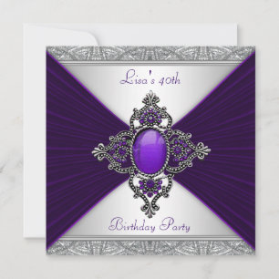 Womans Purple 40th Birthday Party Invitation
