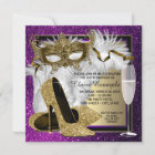 Womans Purple Gold Masquerade Party Invitations