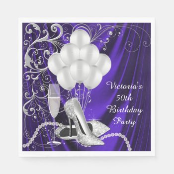 Womans Purple Silver Shoe Party Napkins by Pure_Elegance at Zazzle