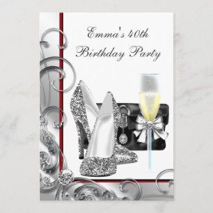 Womans Red Birthday Party Invitation