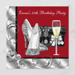 Womans Red Birthday Party Invitation