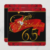 Womans Red Fabulous 65th Birthday Party Invitation (Front/Back)