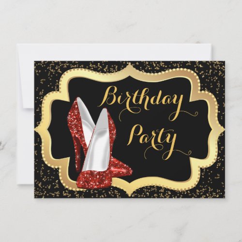 Womans Red High Heel Birthday Party Invitation