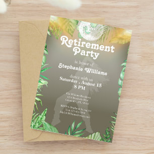 Woman's Retirement Summer Disco Backyard Jungle Invitation