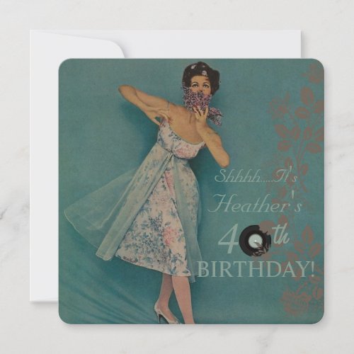 Womans Retro Style Birthday Party Invitations