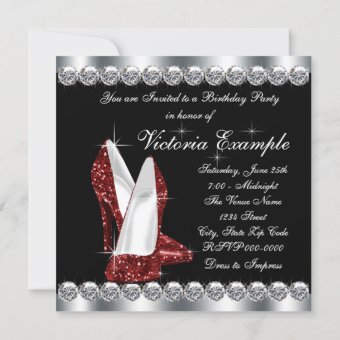 Womans Ruby Red Birthday Party Invitation | Zazzle