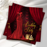 Womans Ruby Red Gold Birthday Party Invitation at Zazzle