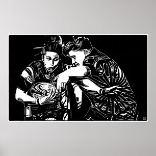Woman's Rugby - Woodblock Art Print
