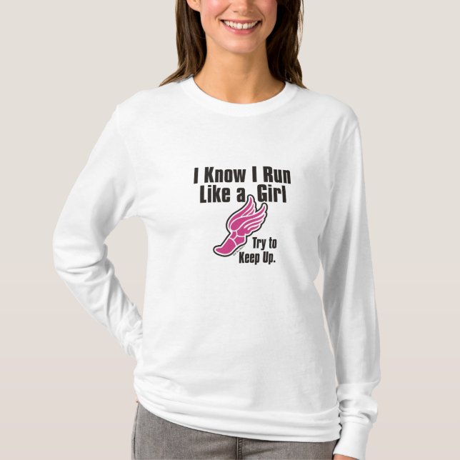 Womans "Run like a girl" hoodie T-Shirt (Front)