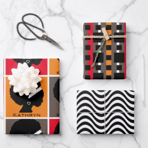 Woman's Silhouette Personalized Wrapping Paper Sheets