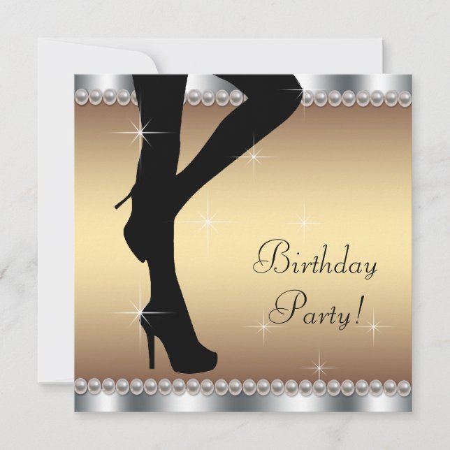 Womans Stepping Into Birthday Party Invitation (Front)