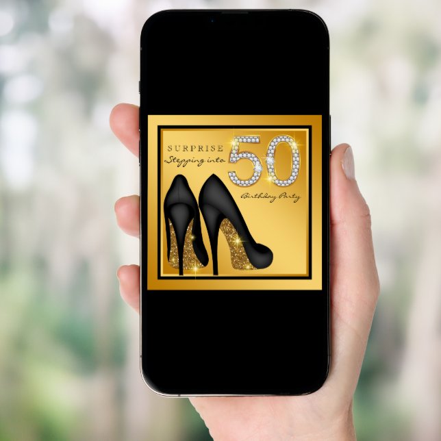 Womans Surprise 50th Birthday Party Invitation (Front Digital)