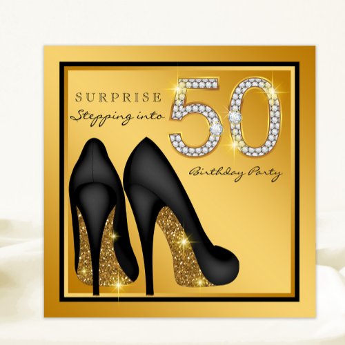 Womans Surprise 50th Birthday Party Invitation