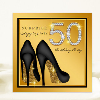 Womans Surprise 50th Birthday Party Invitation by Pure_Elegance at Zazzle
