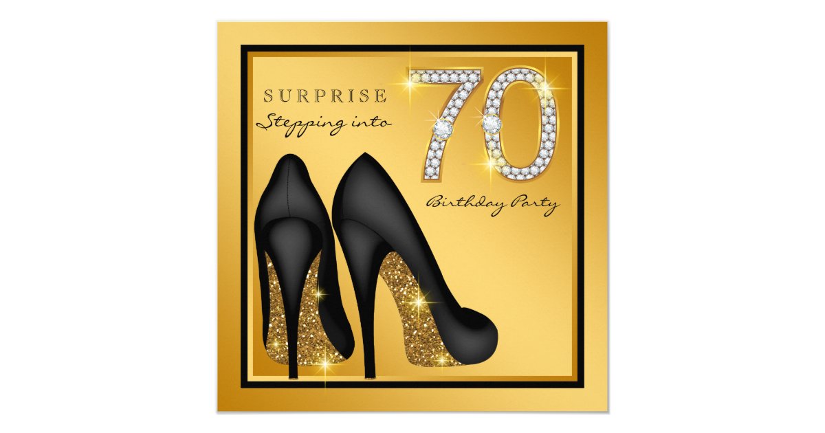 Womans Surprise 70th Birthday Party Invitation 