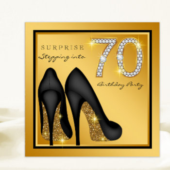 Womans Surprise 70th Birthday Party Invitation by Pure_Elegance at Zazzle