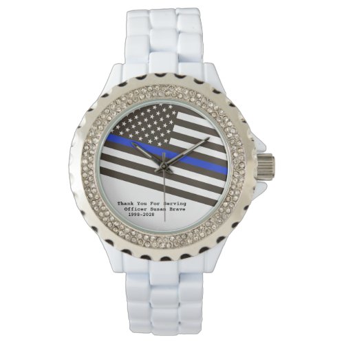  Womans Thin Blue Line Flag Police Officer Watch