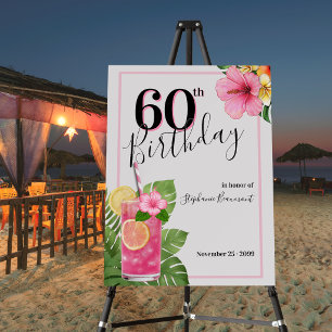 Woman's Tropical Cocktail Flower 60th Birthday Foam Board