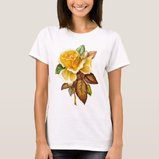 Womans Vintage Yellow Rose Baby-doll T-shirt